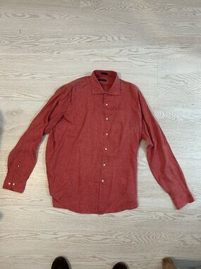 Peter Millar Red Long-Sleeve Button-Down Shirt